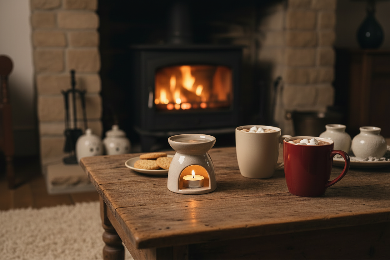 Cosy winter cottage scene